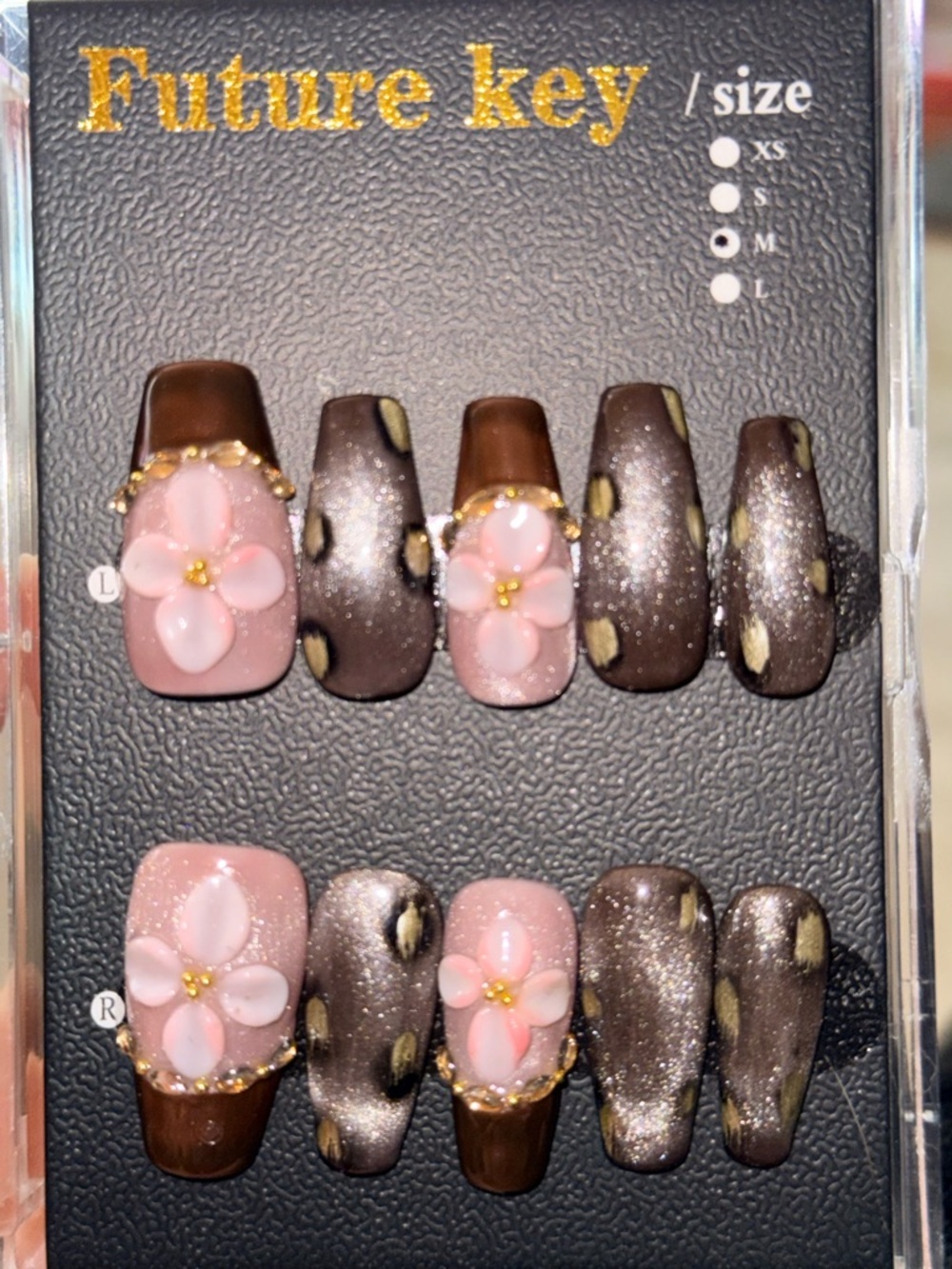 Future Key Pink Floral & Brown Leopard Press-On Nails